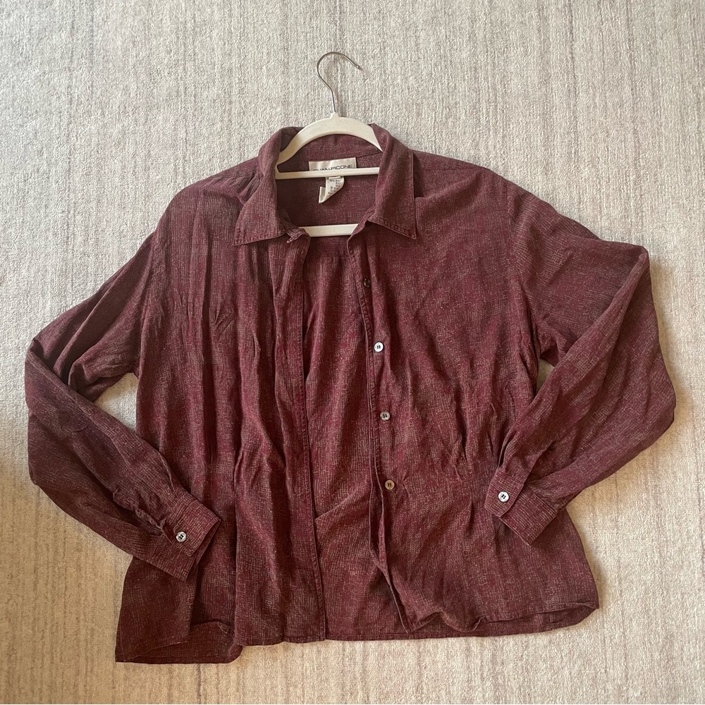 Evan Picone Burgundy Button Up